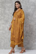 Mustard Jacquard Straight Kurta image number 5
